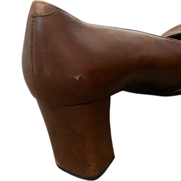 Aerosoles What's What Square Toe Pumps 7-1/2M Brown Leather #337K - Picture 7 of 9